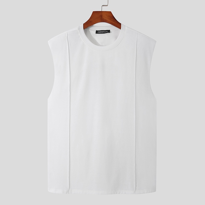 INCERUN Men 3 Colors Young Fashion Solid Color Sleeveless Round Neck ...