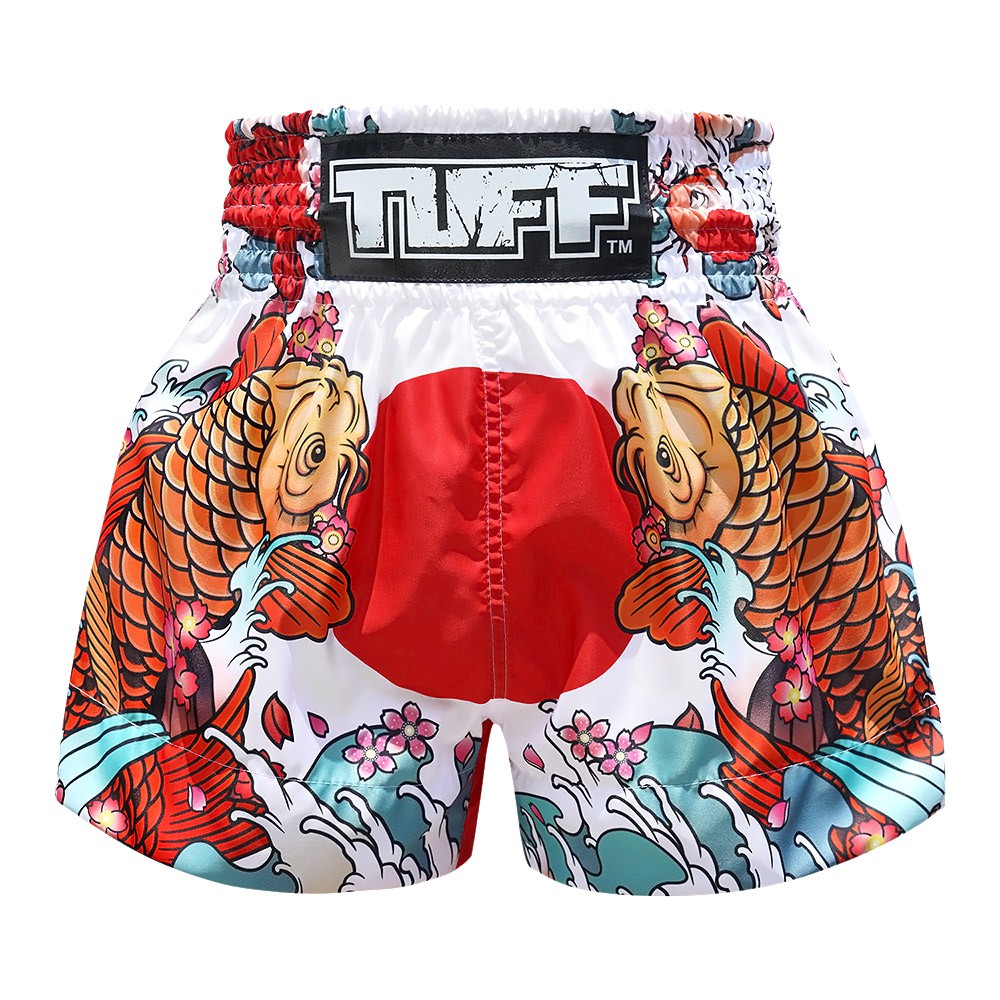 Mantis White And Black Print Pattern Muay Thai Boxing Shorts