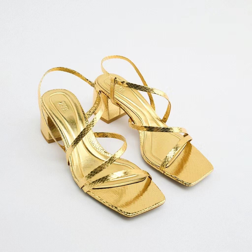 [Ready Stock] sandals for women French style thick high-heeled one line ...