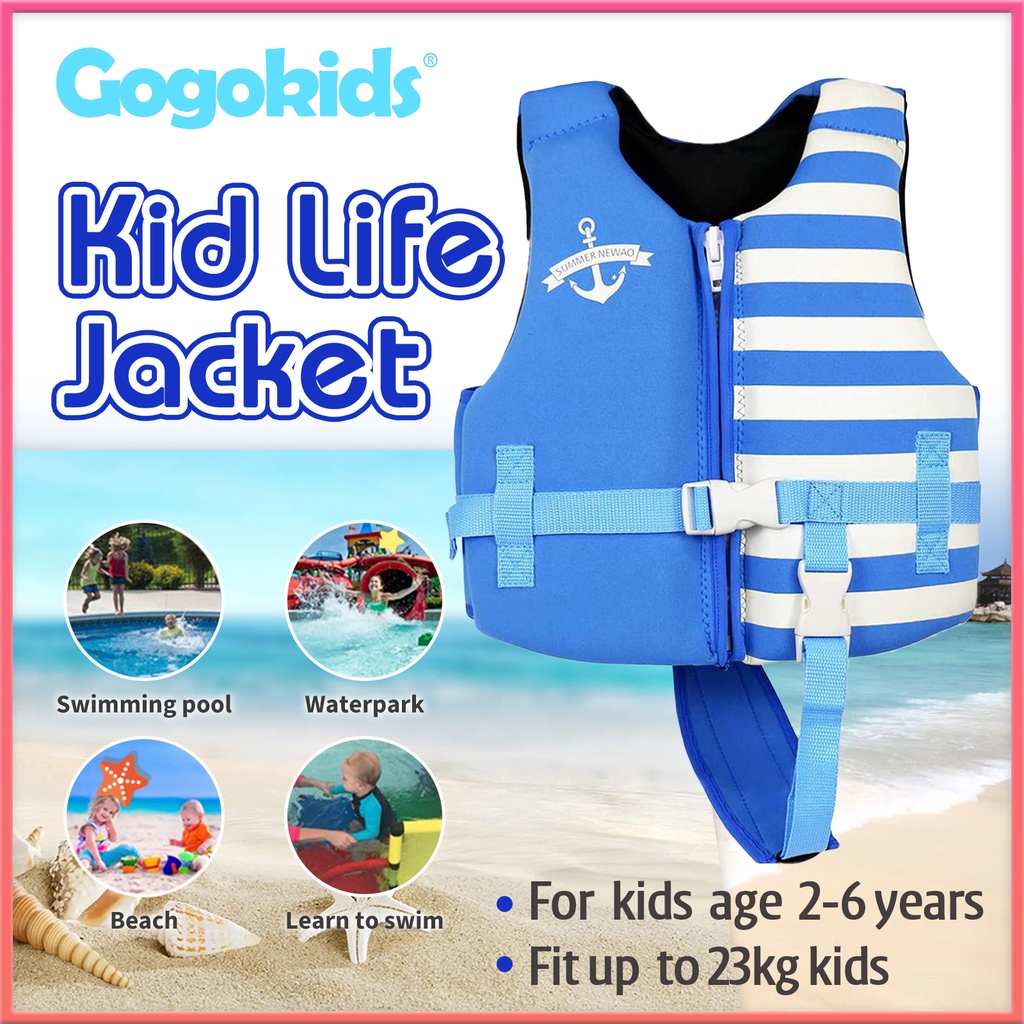 Gogokids Light Blue Kids Swim Vest Children Swimming Life Jackets Float ...