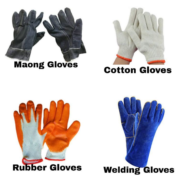 Maong gloves/ Cotton gloves/ Rubber Gloves/ Welding Gloves | Shopee ...