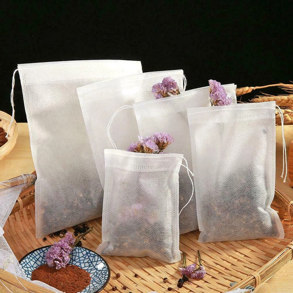 100Pcs Disposable Empty Tea Bag with String Tea Filter Bags Non-fabric ...