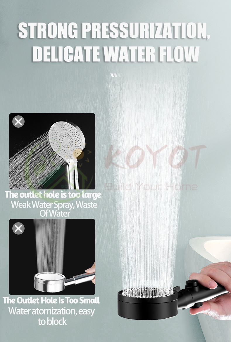 KOYOT 3 in 1 Black Shower Head with Hose Holder Set High Pressure ...