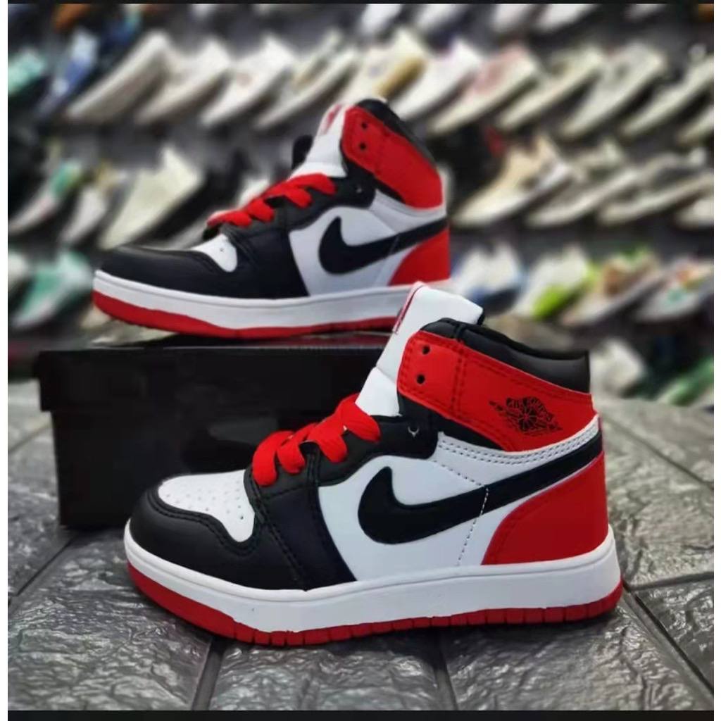 2023 Safe and comfortable kids shoes jordan 1 high top leather sneakers size 25 35 Shopee Philippines