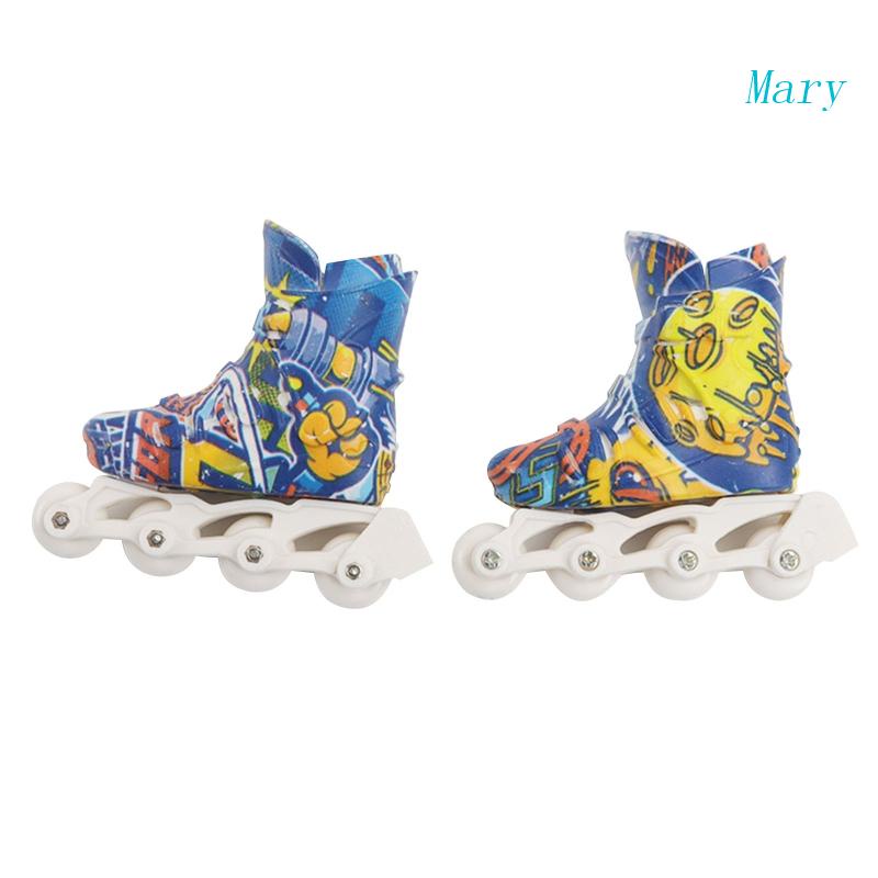 Mary 1 Pair Mini Finger Skates Outdoor Portable Fingerboarding Sneaker Finger Roller Skates Toys