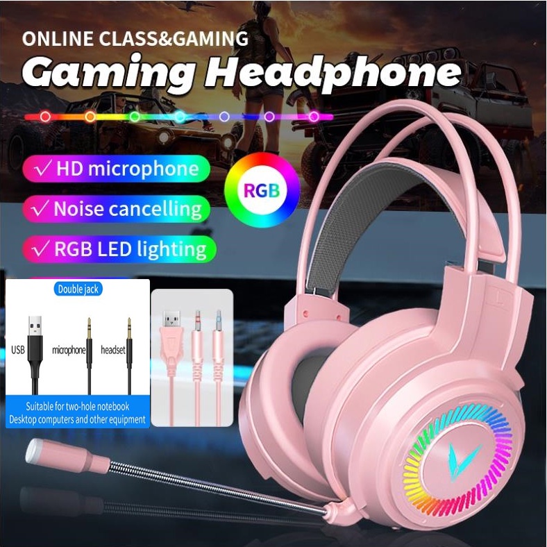 Gaming Headphones PC Noise Cancelling Headphones Wired Headset with Mic ...