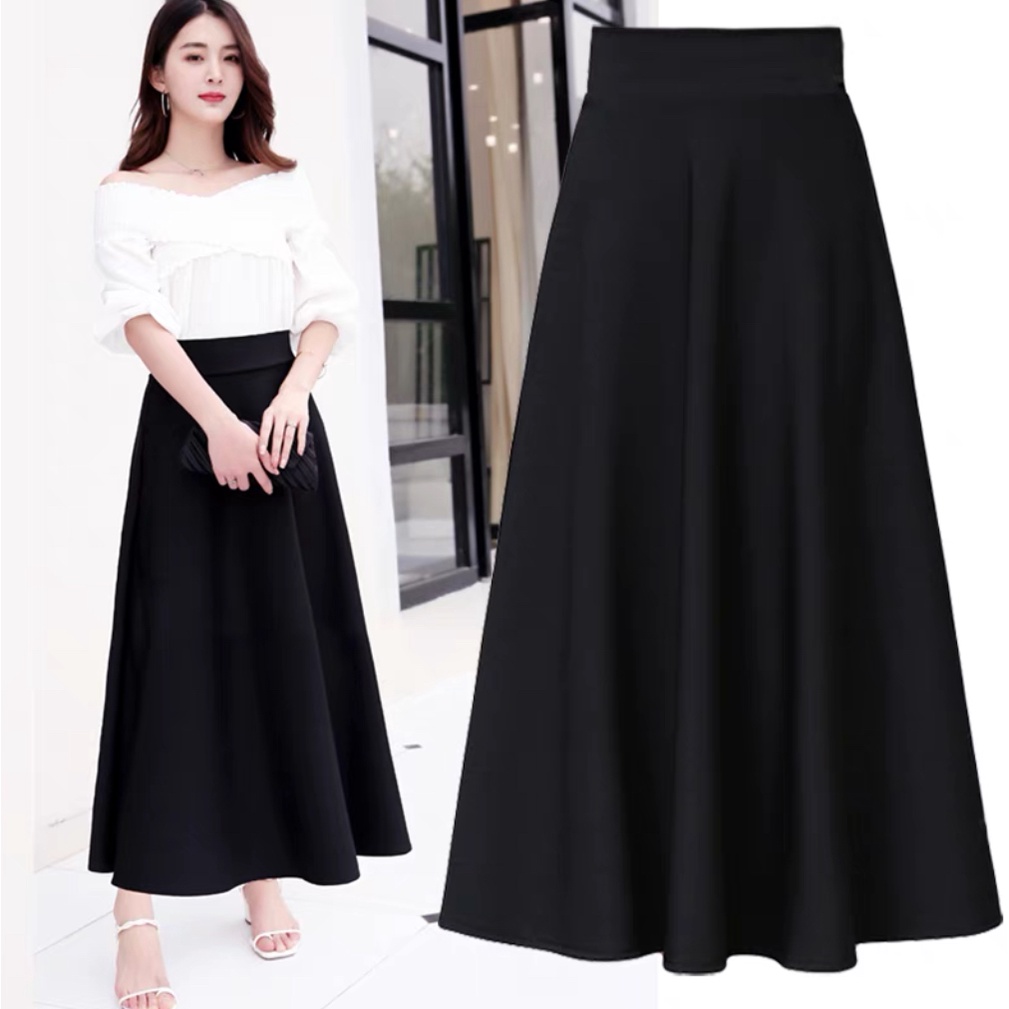 High Waist Sexy Maxi Skirt 25-28 Long Elegant High Rise A-Line | Shopee ...