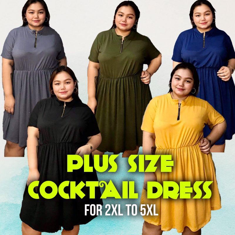 MOMMY KIKAY'S REAL PLUS SIZE ZIPFRONT PLAIN COCKTAIL DRESS | Shopee  Philippines