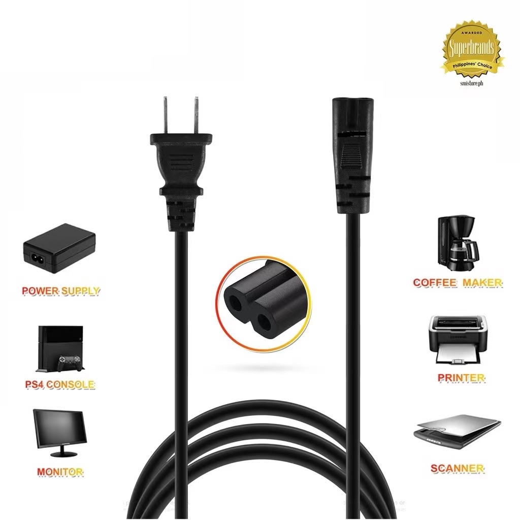 PinSan Universal 2 Pin Power Supply AC Adapter Cable Cord Power Cord