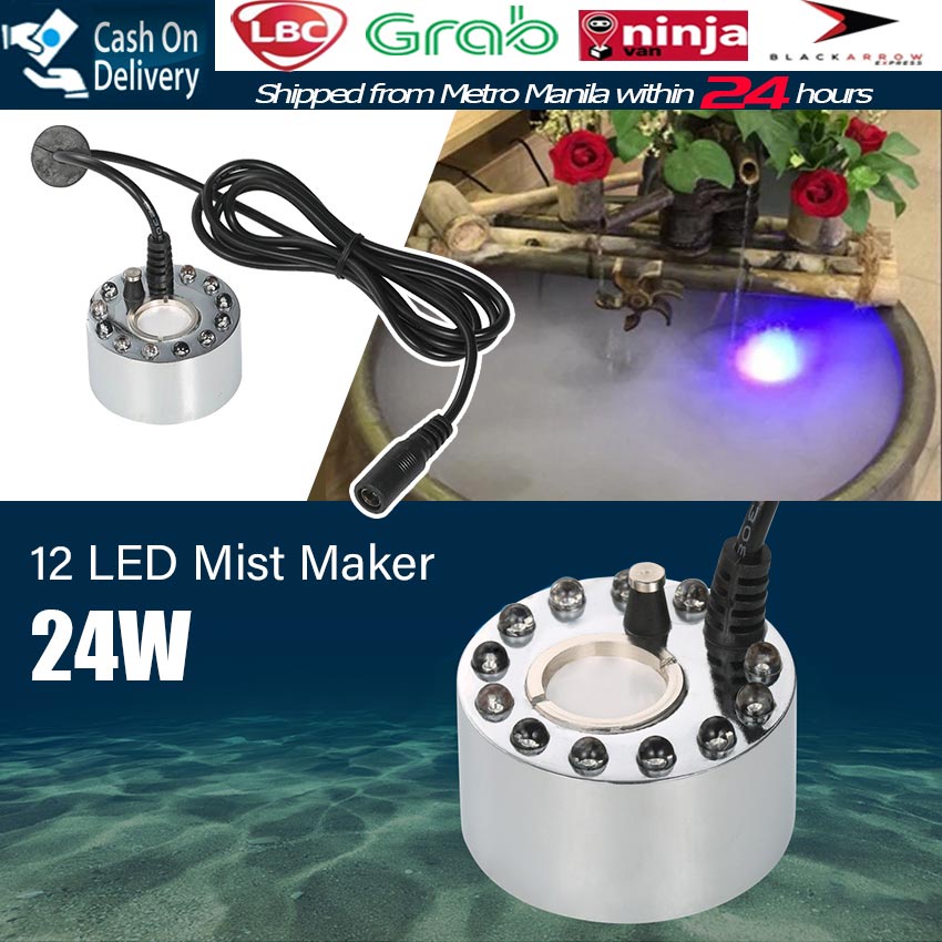 12 LED Mini Mist Maker for Water Fountain Pond Fogger Ultrasonic Mister