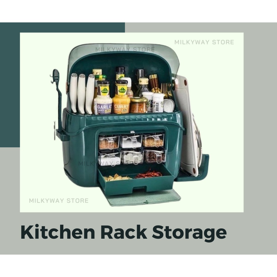 Kitchen Rack Six Grid Condiments Perisa Two Layers Seasoning Rack ...