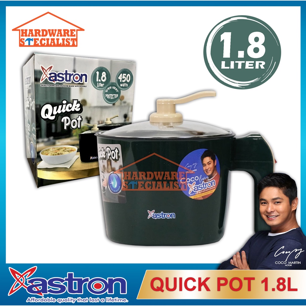 Astron QUICKPOT 1.8L Green Multipurpose electric cooker | 450W | dry heat  protection