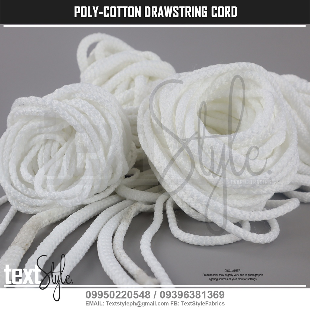 Textstyle White Polyester Cotton Round Drawstring Cord 2.5mm 4mm