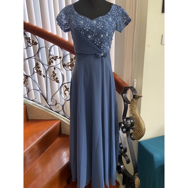 Dusty Blue Mother of the Bride Gown Principal Secondary Sponsor Dress Ninang Gown Shopee Philippines