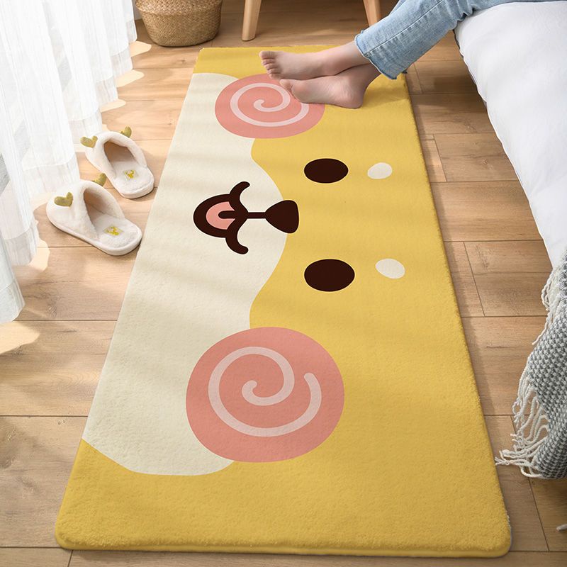 Fluffy Soft Bedroom Carpet Cute Animal Face Bedside Rug Kids Room Non