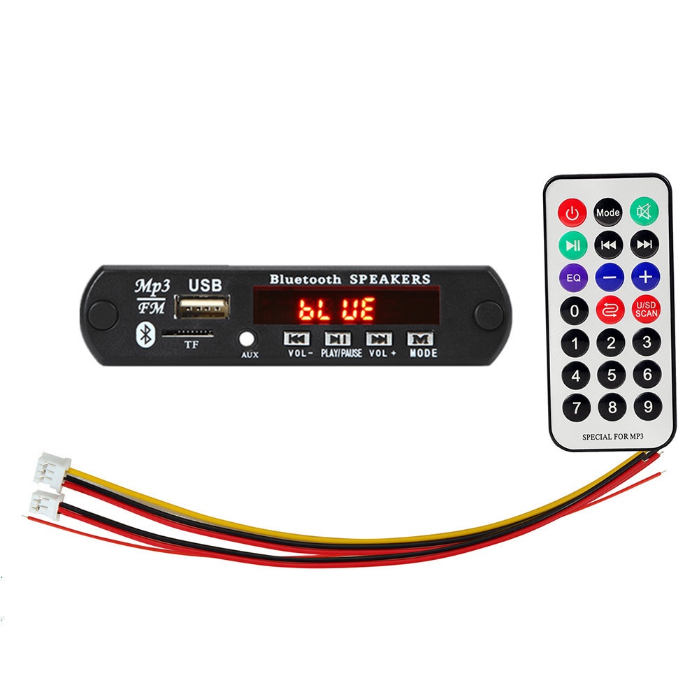 7~12V Car Bluetooth USB MP3 WMA Decode Board Panel Audio FM Module with  Control