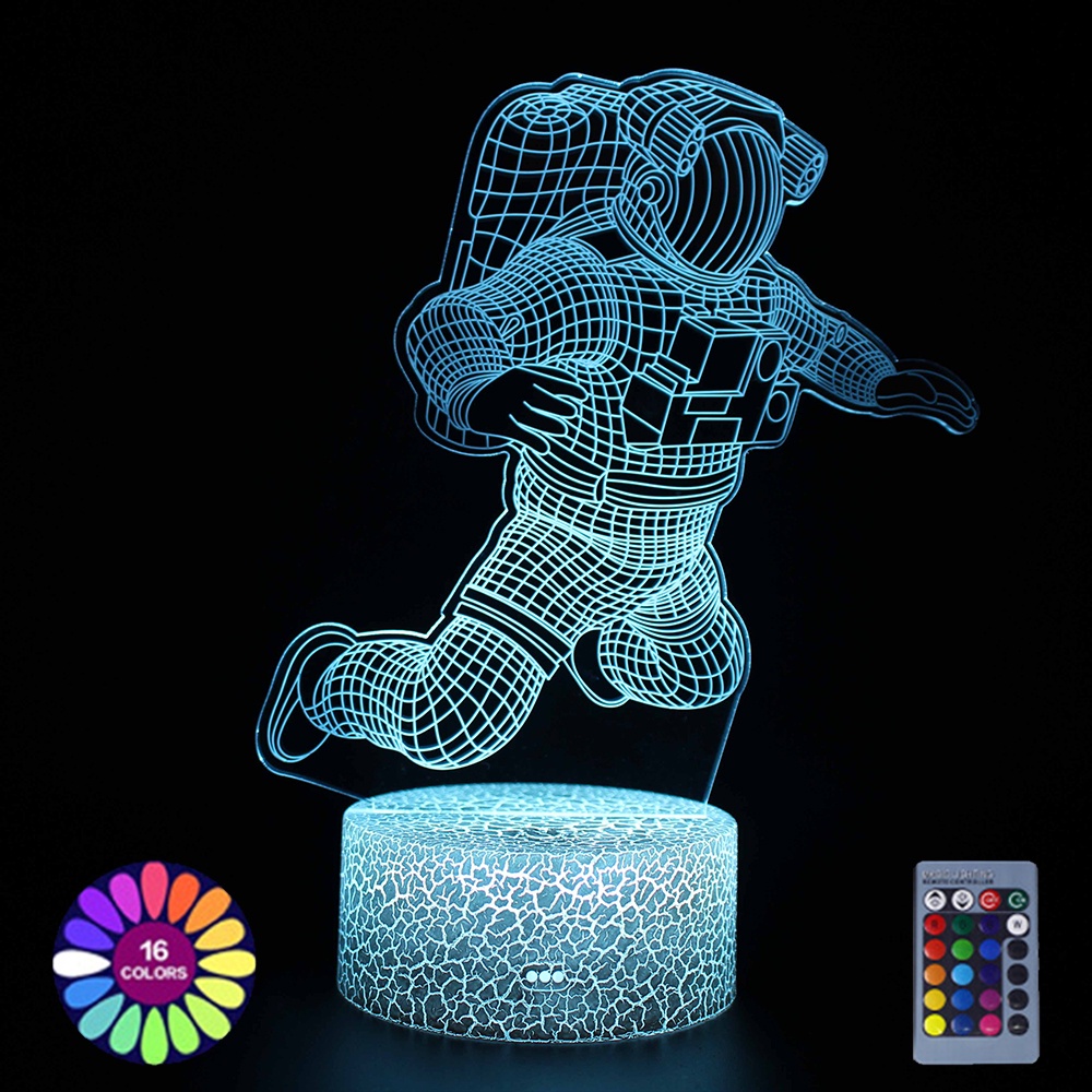 3D Astronaut Outer Space Ship LED Night Light Acrylic 16 Colors Remote ...