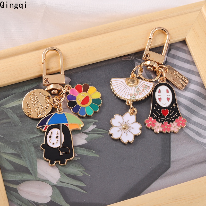 Japanese Comics Key Chain Black White Sakura Sunflower Fan Umbrella ...