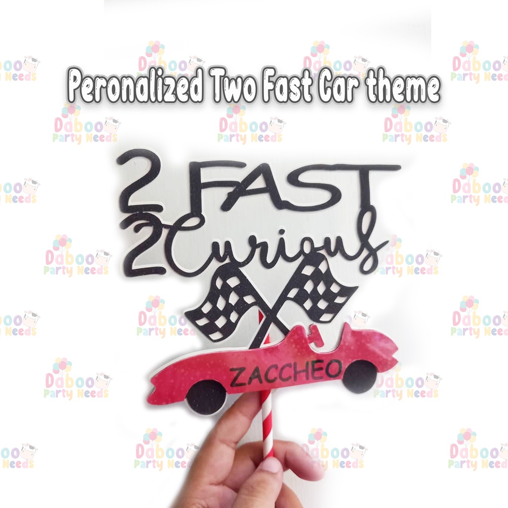 personalized two fast car theme cake topper | Shopee Philippines