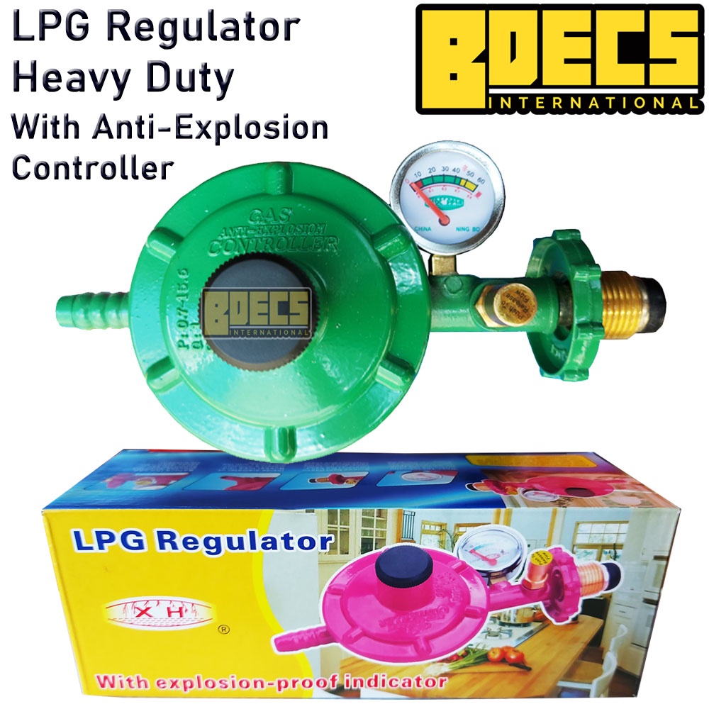 LPG Regulator with gauge and safety device Push Button controller Heavy ...