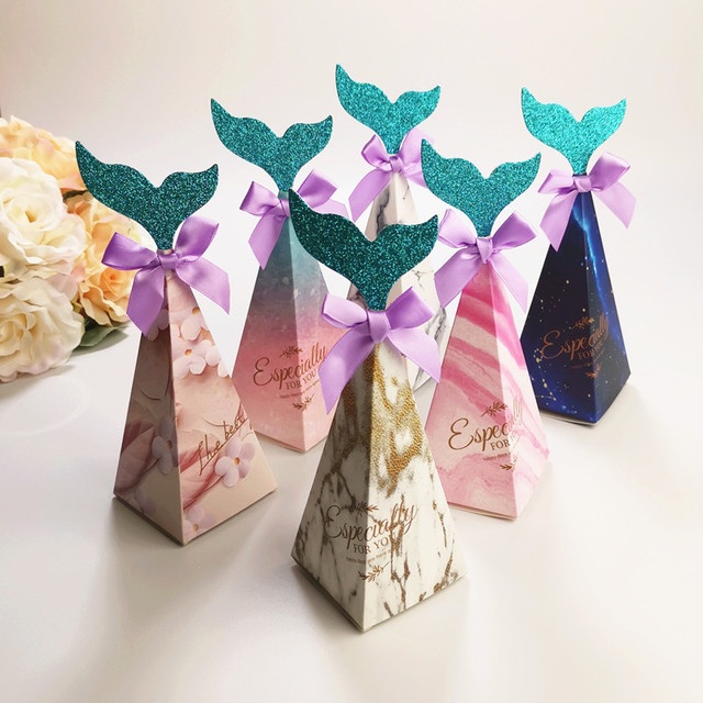 Kraft Paper Little Mermaid Tail Candy Boxes Chocolate Gift Box Mermaid ...