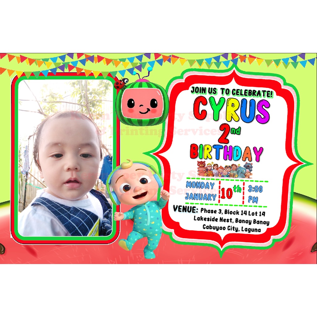 Cocomelon Themed Invitation for Birthday/Baptism RUSH!!! | Shopee ...