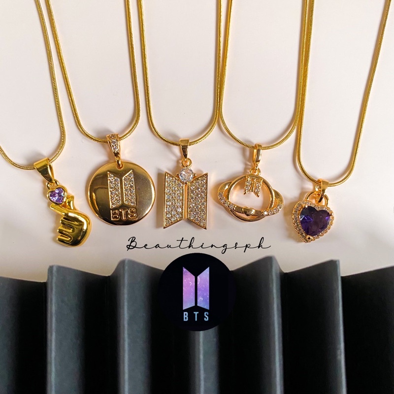 KPOP BTS Series Collection Necklace 18K Gold Jewelry with Free Box Tala Inspired Shopee Philippines
