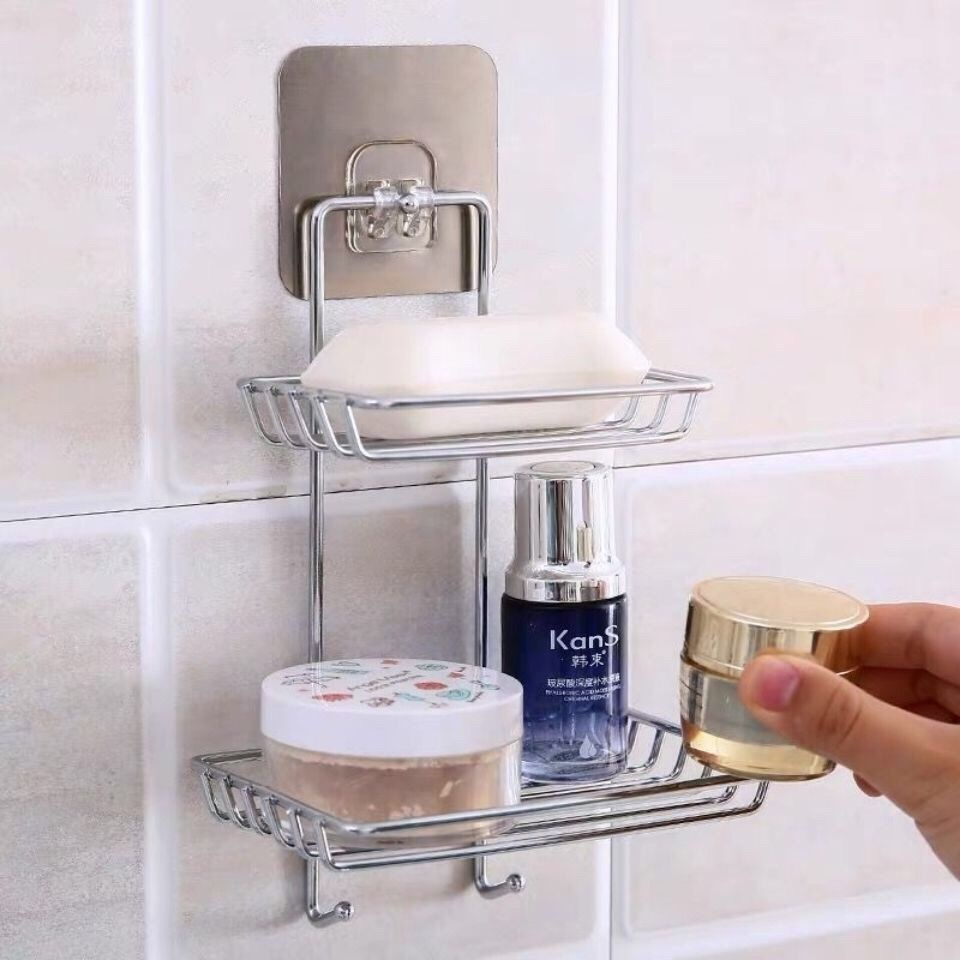 Wall-Mounted Soap Rack - Stainless Steel Soap Holder and Sponge Dish ...