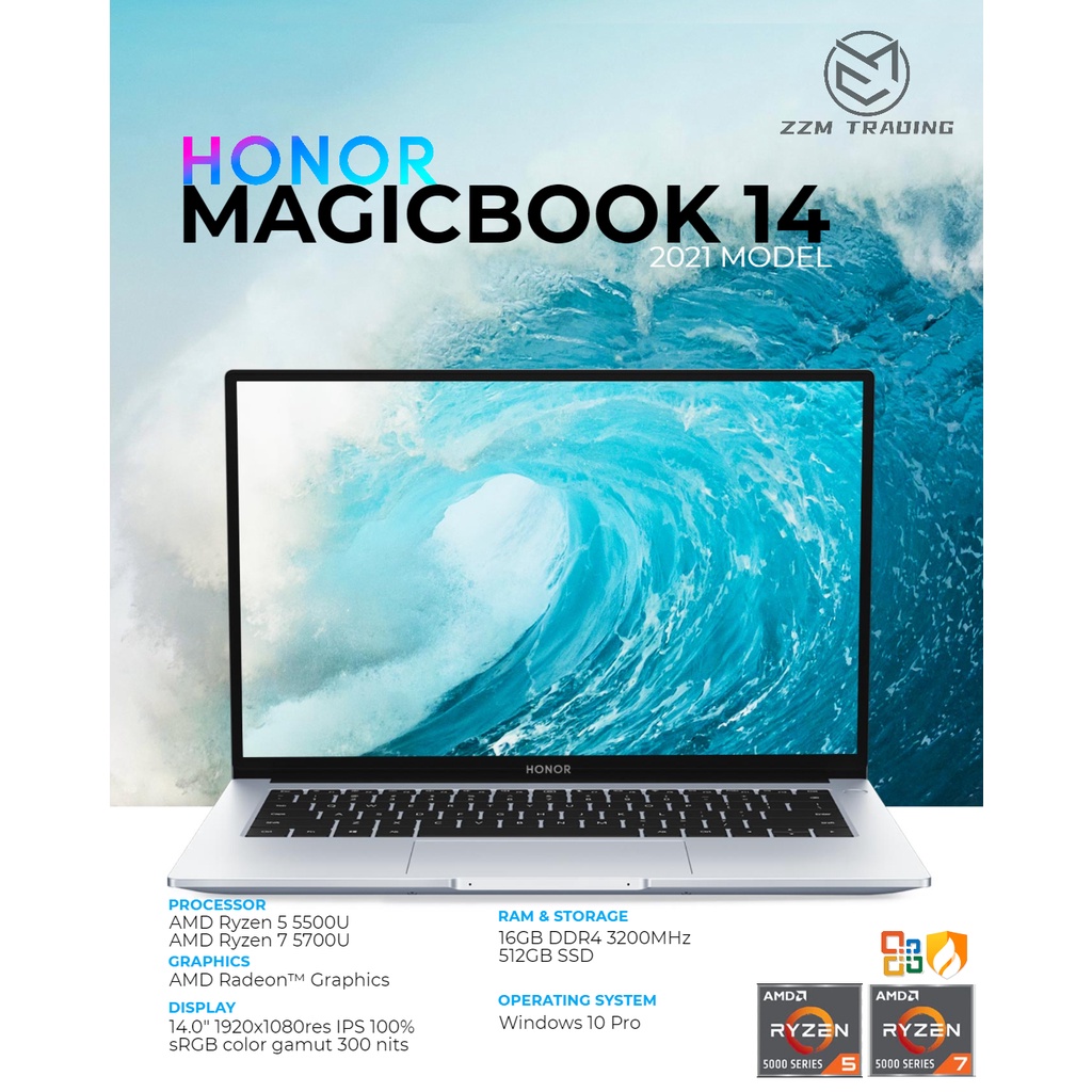 Huawei Honor Magicbook 14 2021 AMD Ryzen Edition Radeon Graphics 14 ...