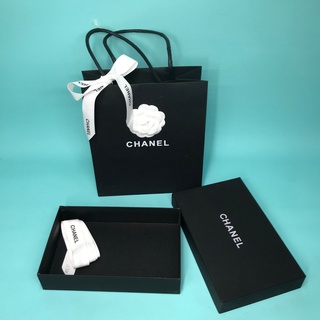 ♟▽▦Chanel CHANEL black paper bag lipstick perfume scarf clothes belt  packaging carton gift bag handb