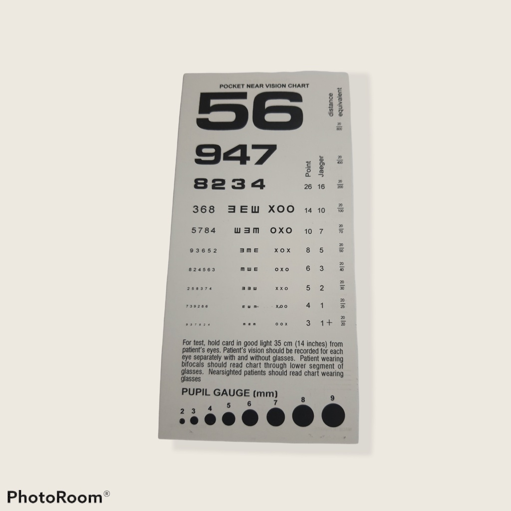 Near Vision Eye Chart (Rosenbaum Chart) Shopee Philippines