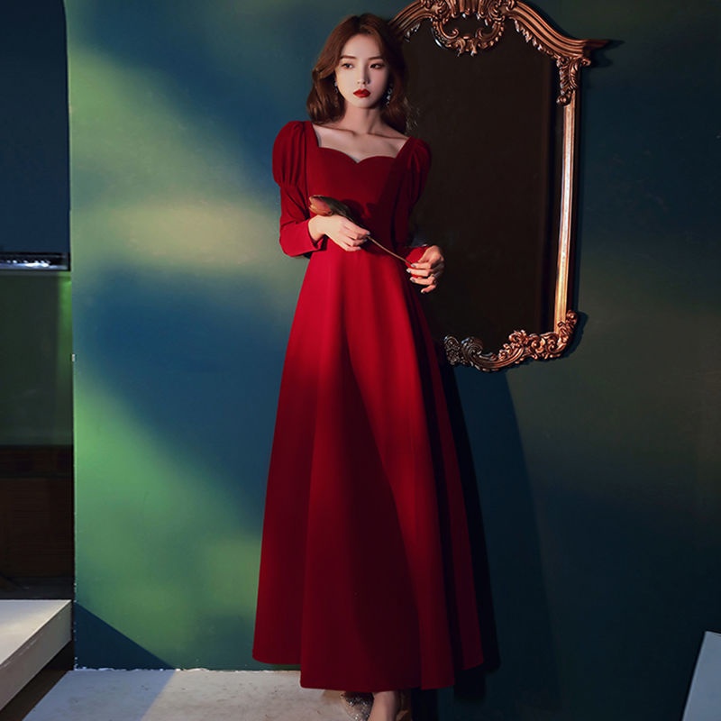 Plain red clearance dress with sleeves