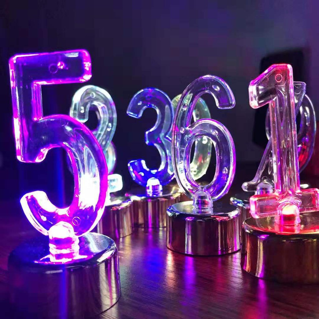3D 0-9 Number LED light creative electronic candles birthday party cake ...
