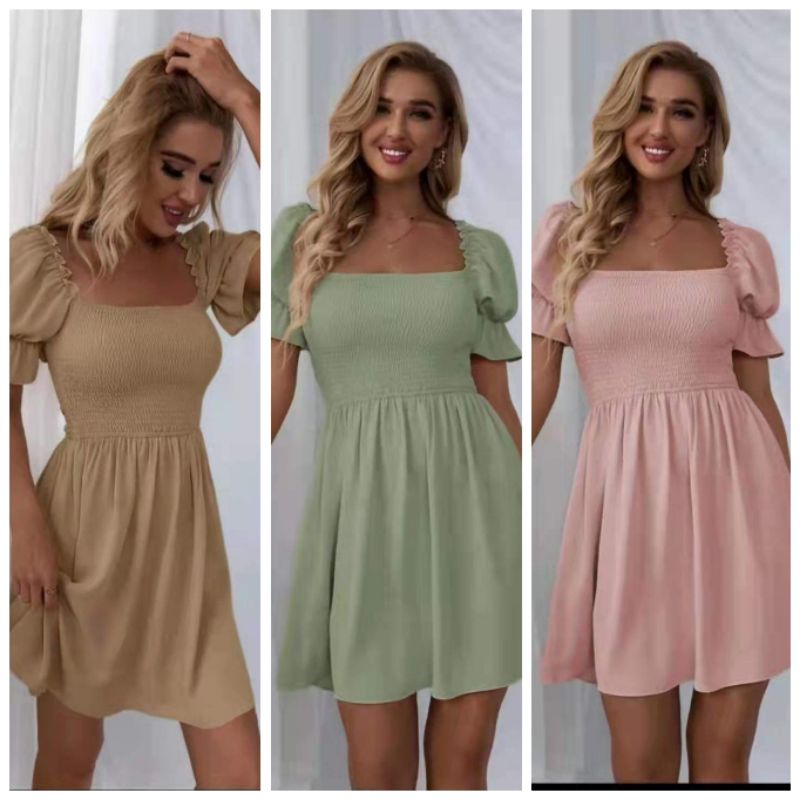 811 ASY PASTEL TRENDY SMOCK DRESS (FIT TO L) | Shopee Philippines