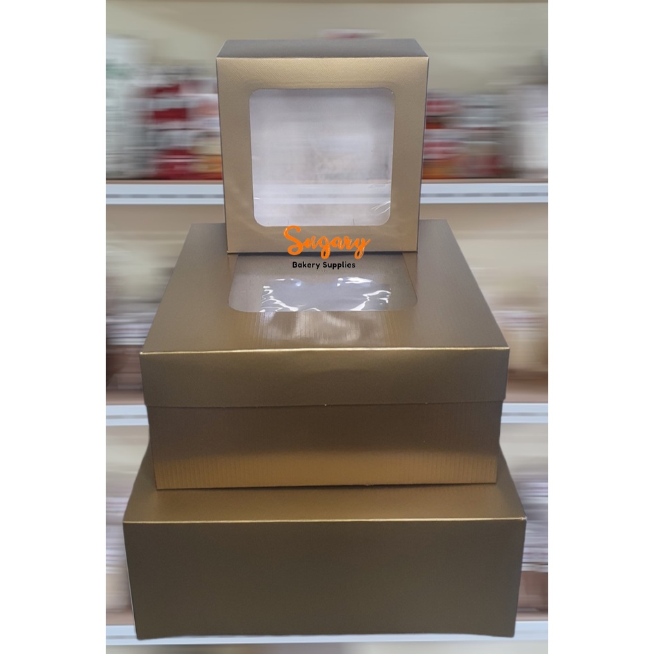 RM Cake Box Gold Preformed with Window (5 pcs per purchase) | Shopee ...