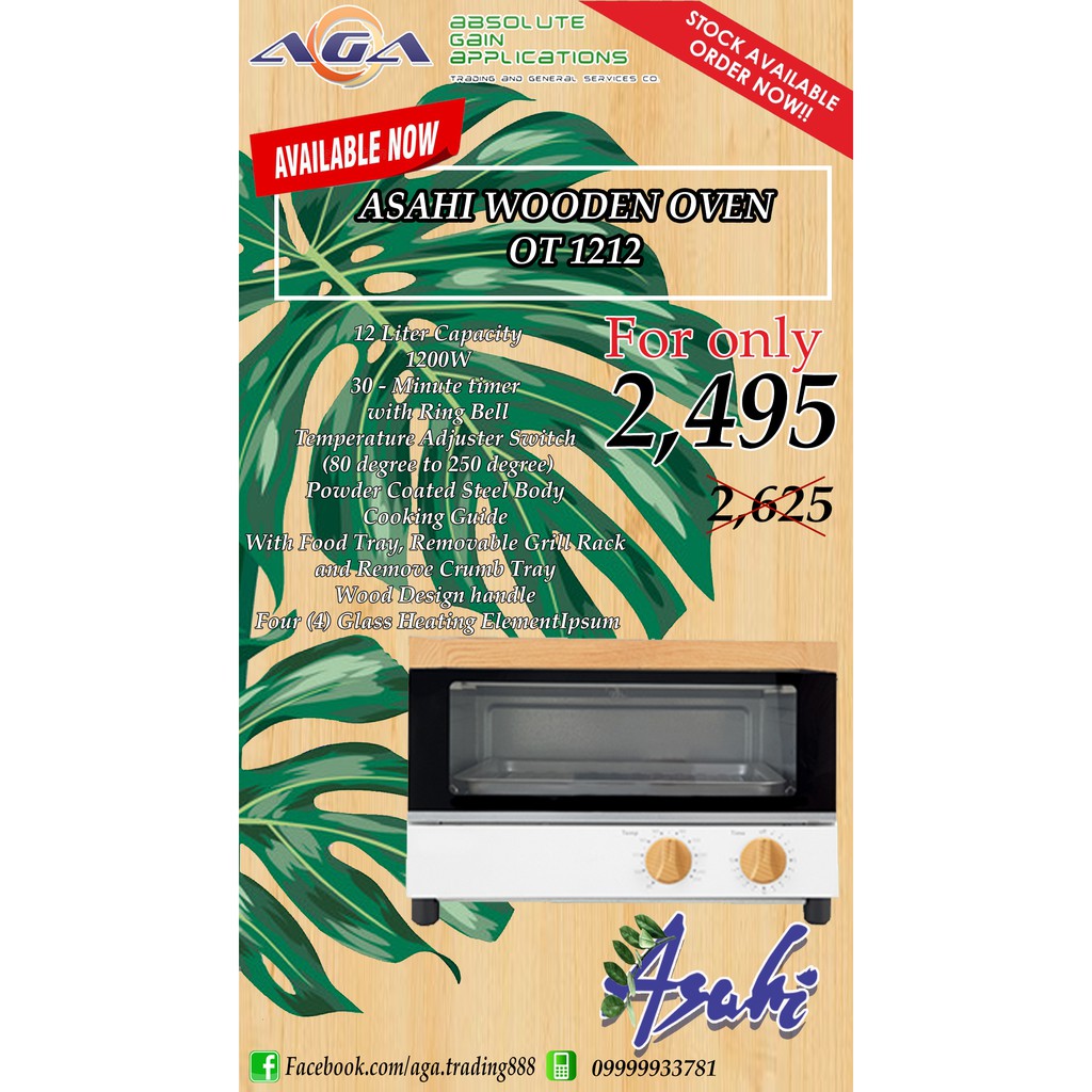 Asahi Wooden Oven Toaster OT 1212 12 Liters Capacity Shopee Philippines