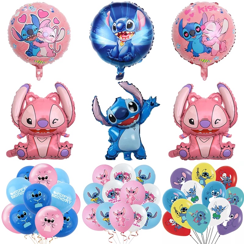 6pcs Stitch Balloons Set Cartoon Birthday Party Decoration Lilo & Pink ...