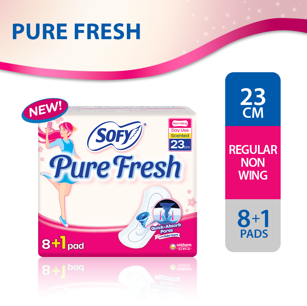 SOFY Pure Fresh Sanitary Napkin No Wings 23cm - 9 pcs | Shopee Philippines