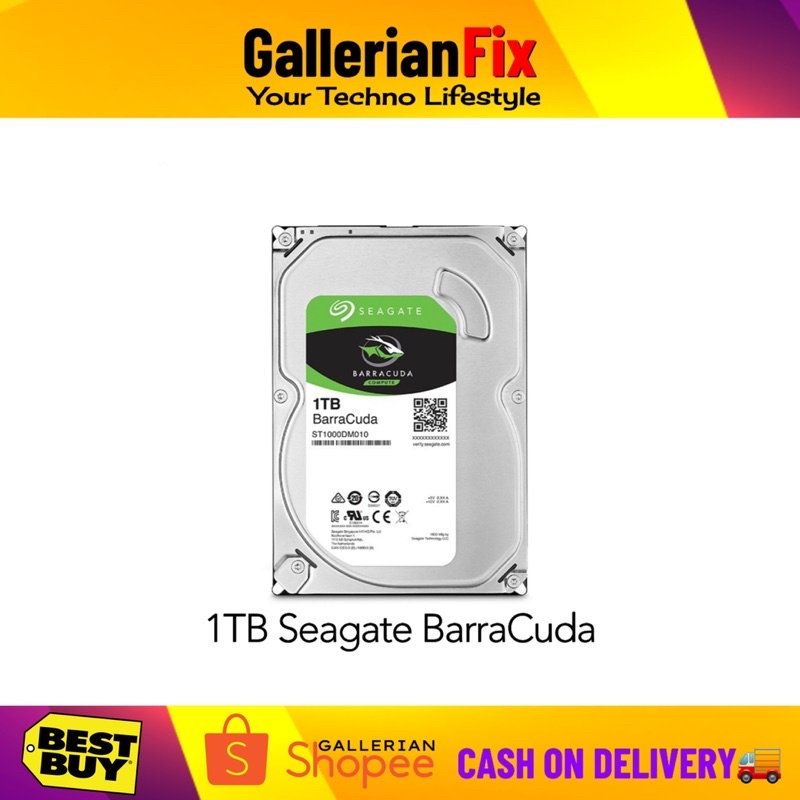 thumbnail interactive-video image 1 of Seagate Barracuda 1TB 7200RPM Internal Hard Drive – 3.5" SATA III – ST1000DM003 (Used, Excellent Condition) 1 of 5