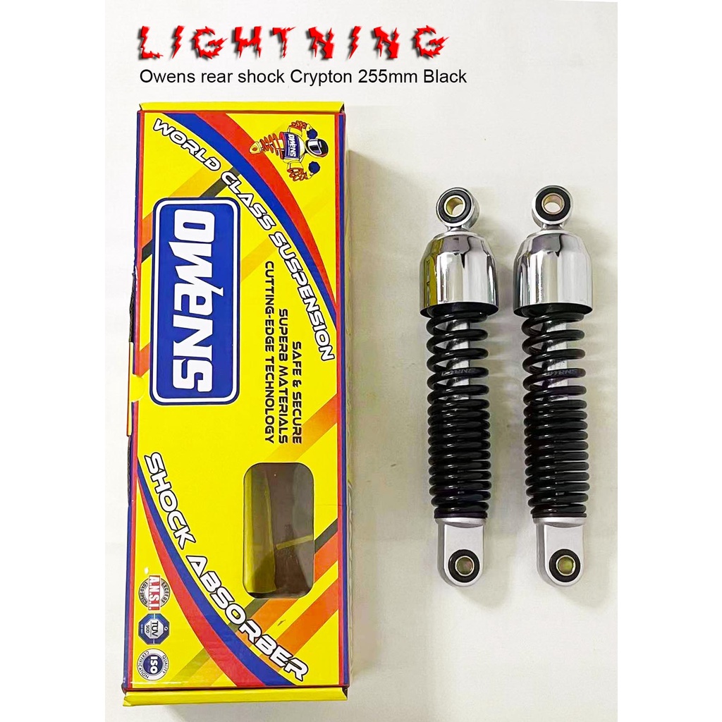 Owens rear shock Crypton 255mm matt black red chrome black | Shopee ...