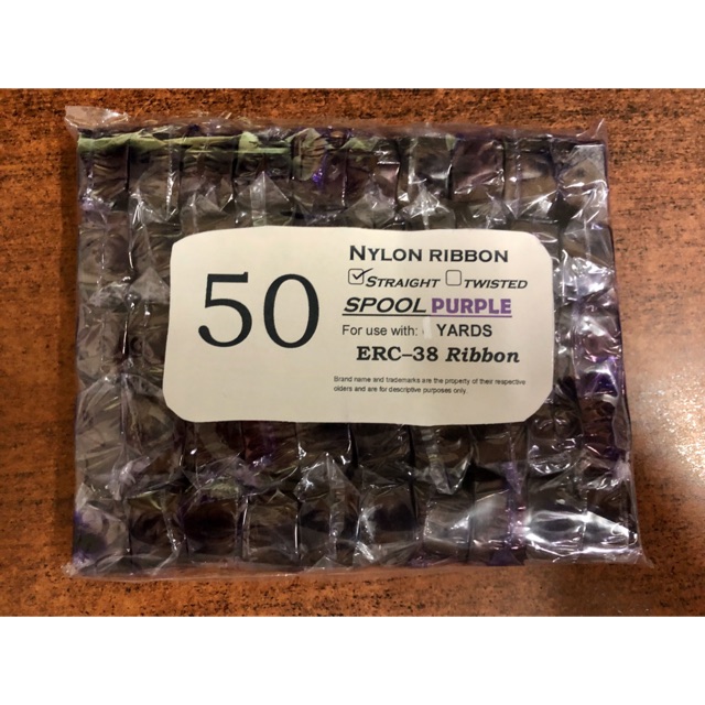 50 pcs Spool Refill ERC-38 Purple Ink Color Straight Nylon Ribbon (4 ...