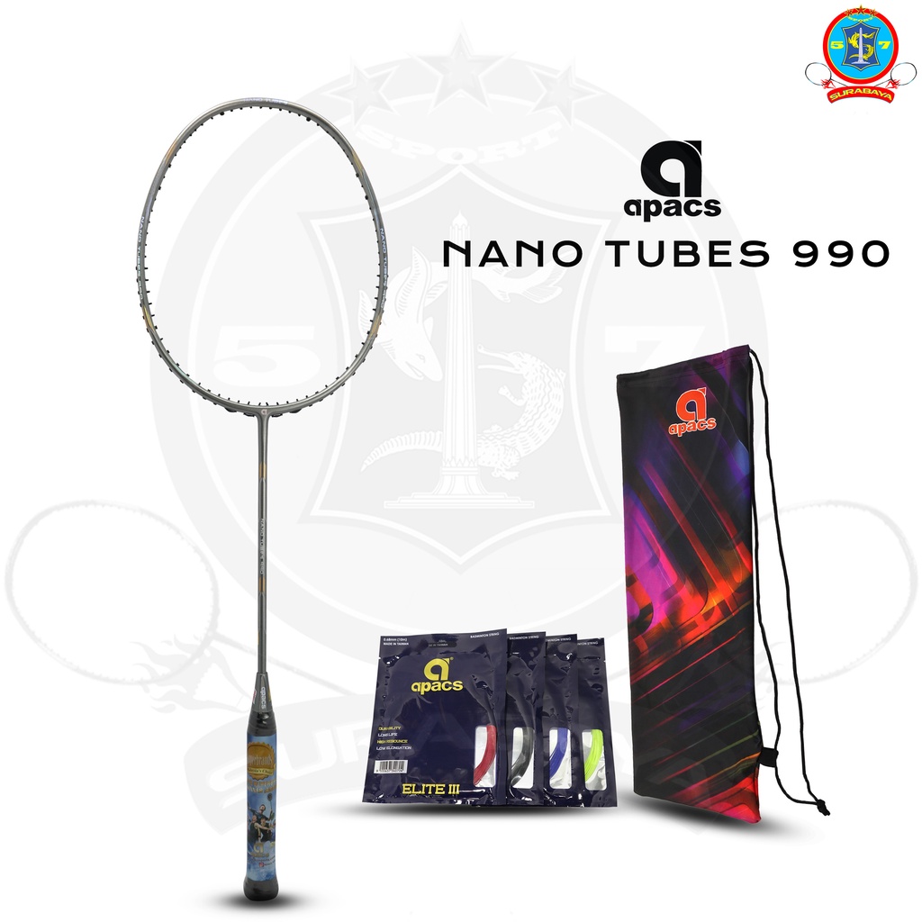 Original Badminton Racket Apacs Nano Tubes 990 Bonus Strings and ...