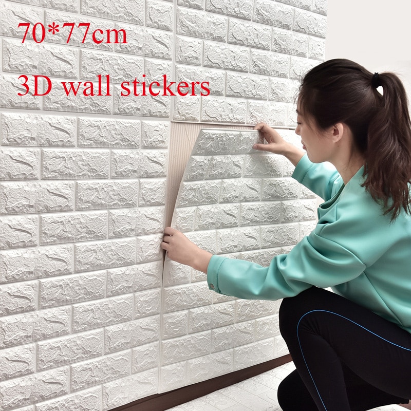 70X77 Wall Stickers PE Foam 3D WallPaper Brick DIY Waterproof Self ...