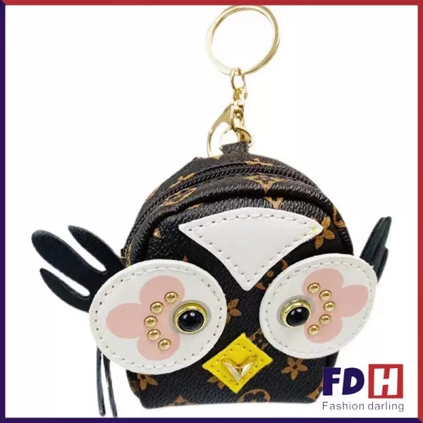 Ready Stock」Presbyopic Owl Coin Purse Creative Cartoon Mini Lovely Bag  Keychain Cars and Bags Pendantqa