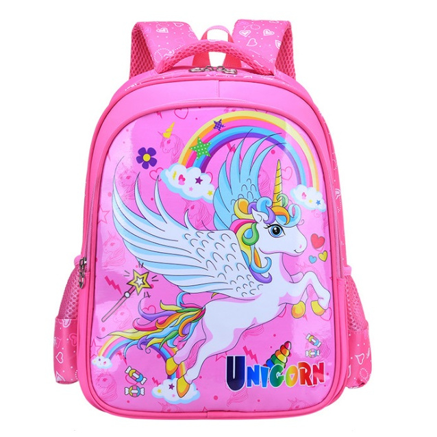 Elementary school backpack for girls - Unicorn horse shape - Pink ...