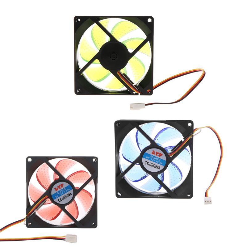 LED Light 3 pin 90mm PC Desktop Computer Case Cooling Cooler Fan Low ...