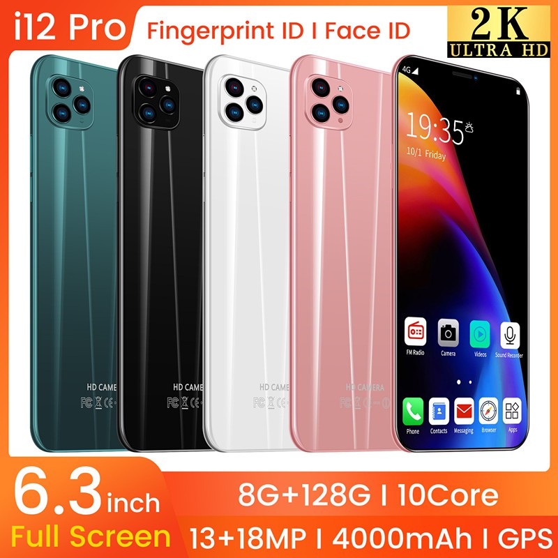 New i12 Pro 6.3 inch ROM Mobilephone Smart Phone Handphone Fone Murah Android Mobile phone