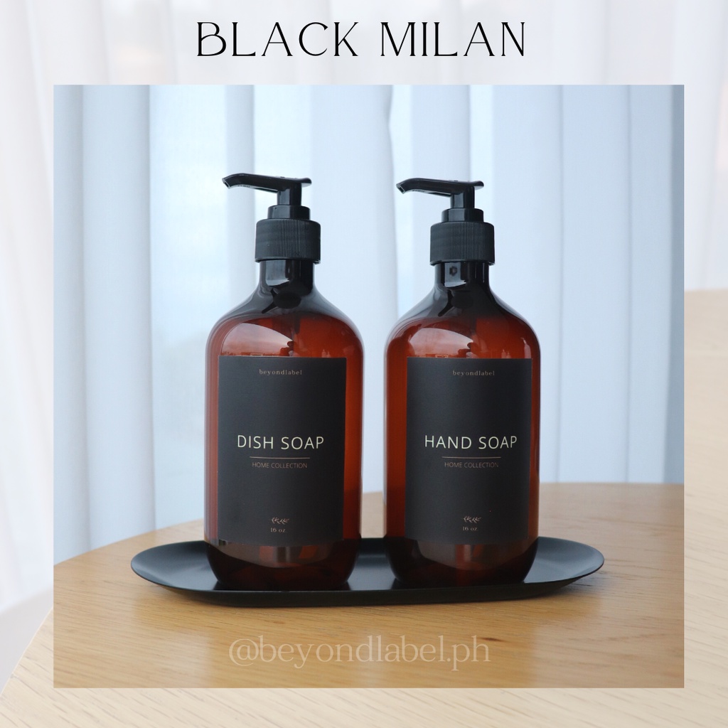Black milan 300 500ml soap dispenser custom bottle waterproof vinyl