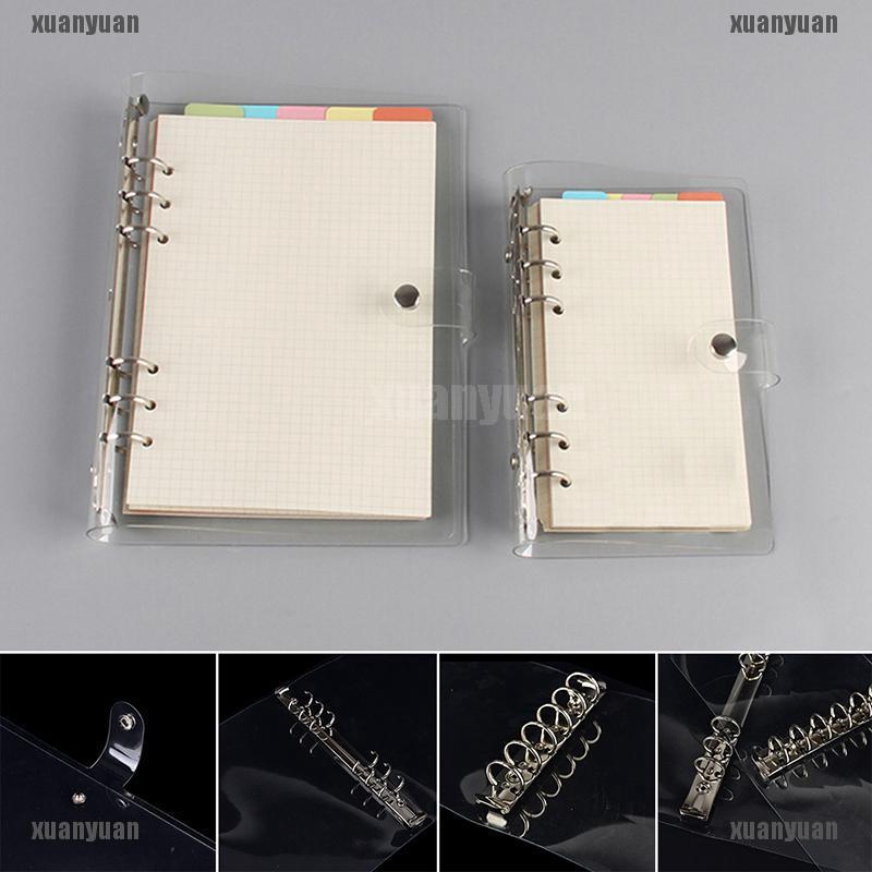 {XYPH}A5/A6/A7 Transparent Loose Leaf Ring Binder Notebook Weekly PlA
