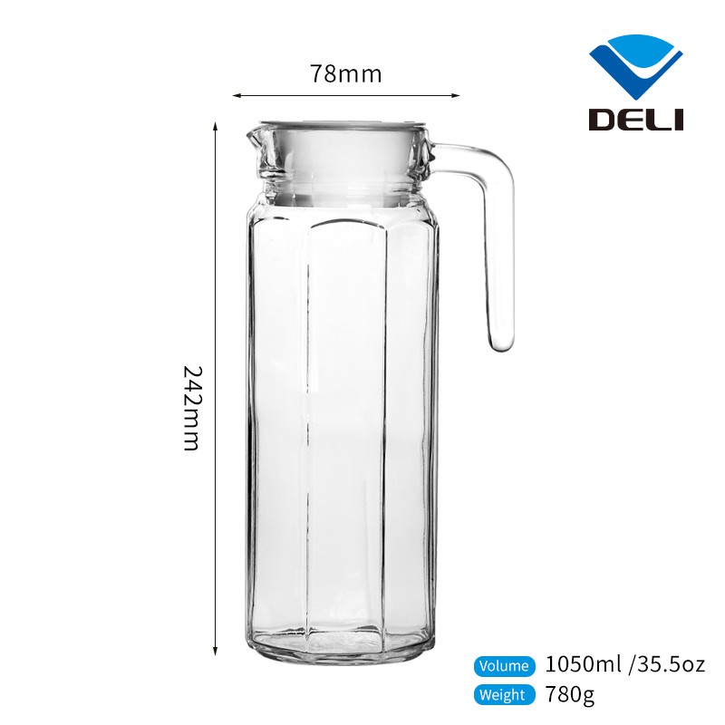 DELISOGA Round vintage blown glass water pitcher juice and coffee milk ...